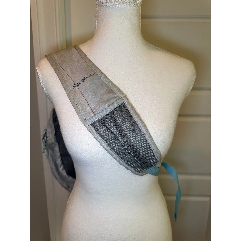 Eddie Bauer Gray Teal Sling Backpack Crossbody Daypack Travel Hiking Lightweight